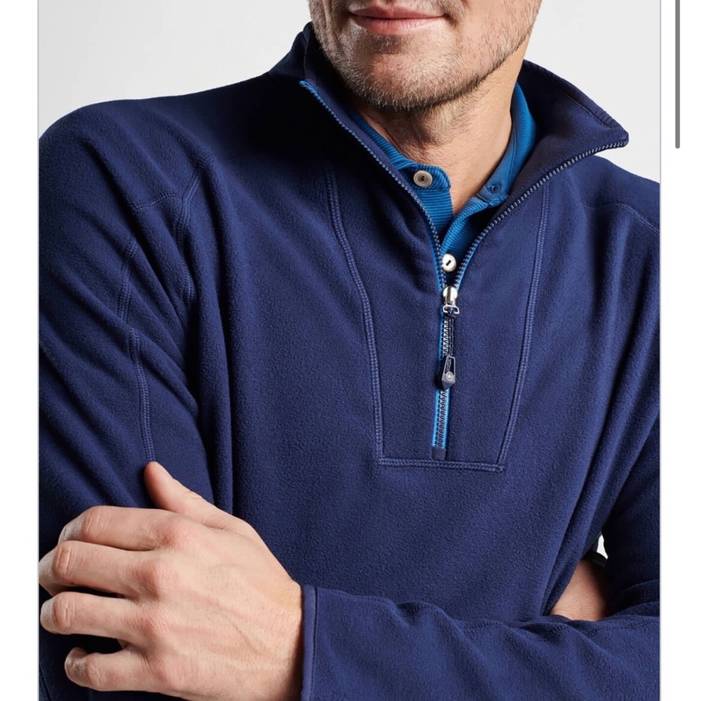 Peter Millar Mens Thermal Flow Microfleece Half Zip Pullover Navy Lg - Picture 2 of 7